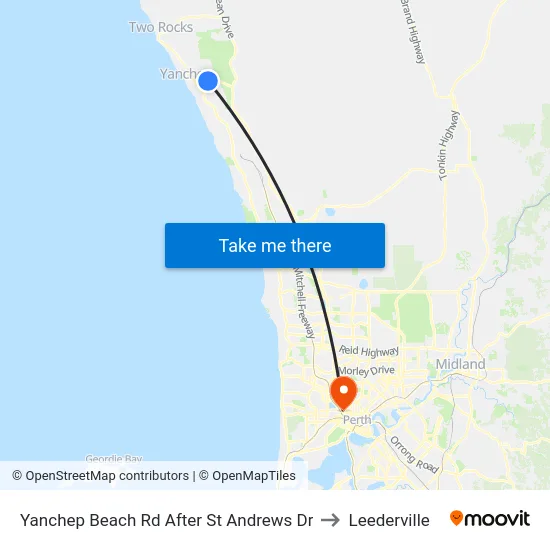 Yanchep Beach Rd After St Andrews Dr to Leederville map