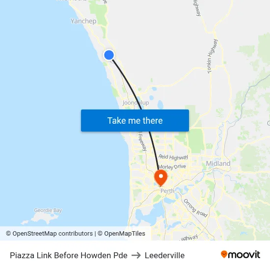 Piazza Link Before Howden Pde to Leederville map