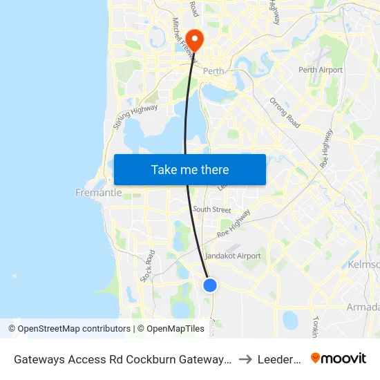 Gateways Access Rd Cockburn Gateway Shop Ctr to Leederville map