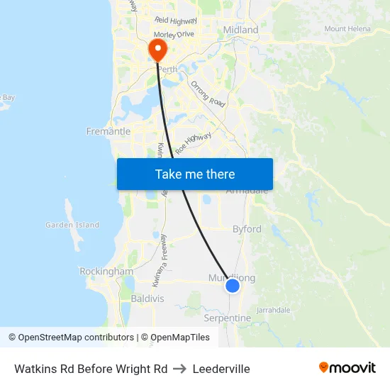 Watkins Rd Before Wright Rd to Leederville map