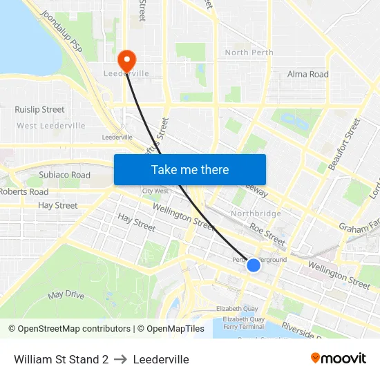 William St Stand 2 to Leederville map
