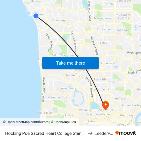 Hocking Pde Sacred Heart College Stand 1 & 2 to Leederville map