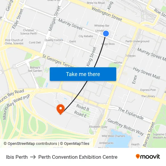 Ibis Perth to Perth Convention Exhibition Centre map