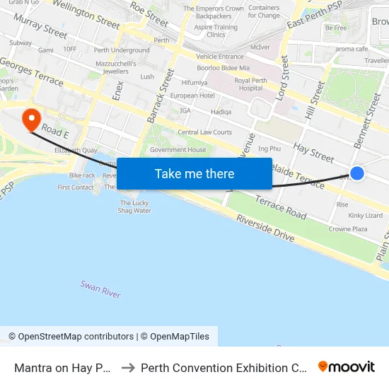 Mantra on Hay Perth to Perth Convention Exhibition Centre map