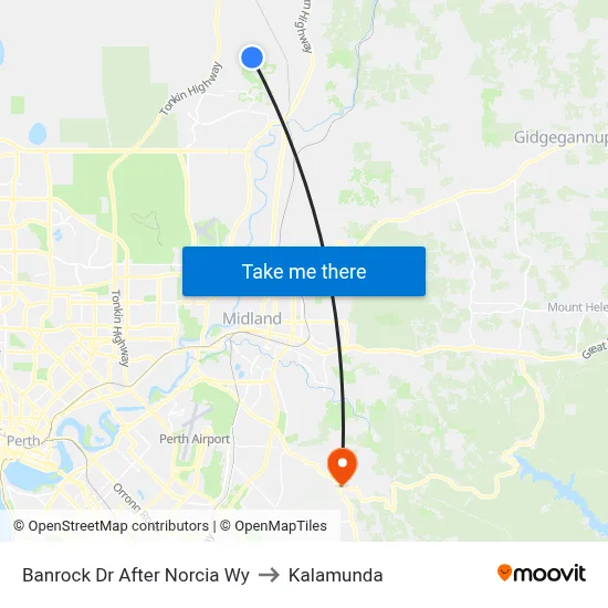 Banrock Dr After Norcia Wy to Kalamunda map