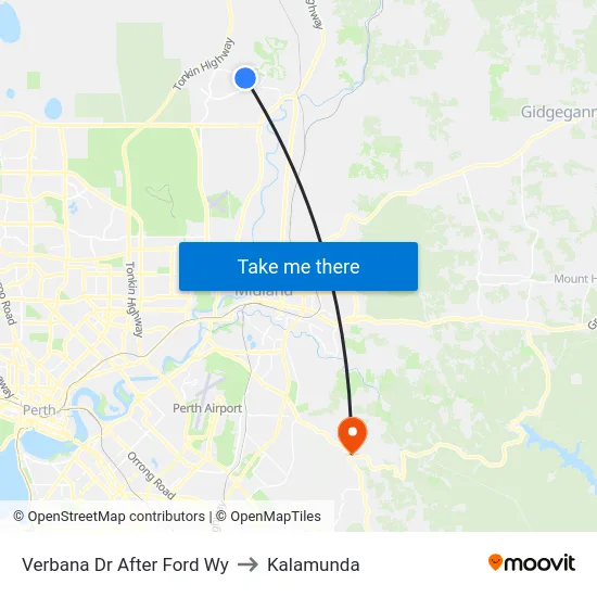 Verbana Dr After Ford Wy to Kalamunda map