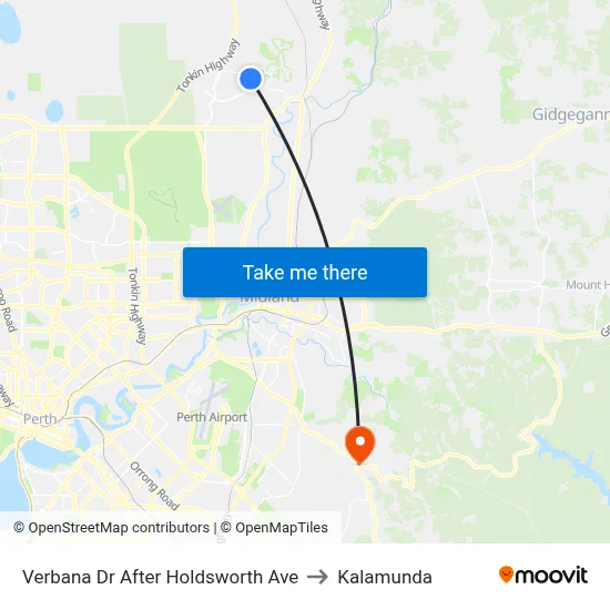 Verbana Dr After Holdsworth Ave to Kalamunda map