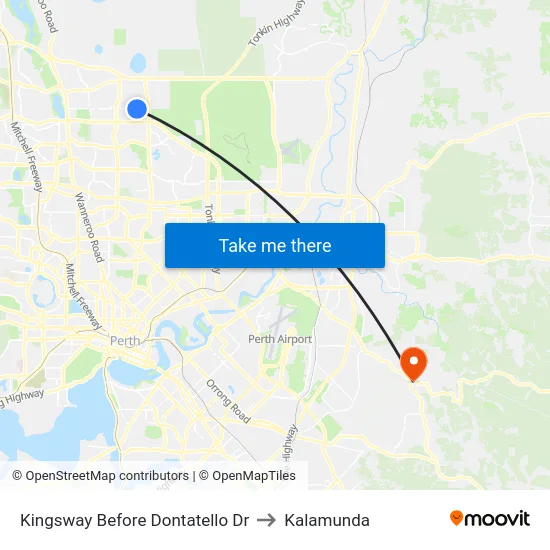 Kingsway   Before Dontatello Dr to Kalamunda map