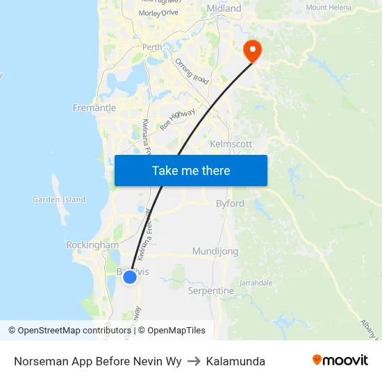 Norseman App Before Nevin Wy to Kalamunda map