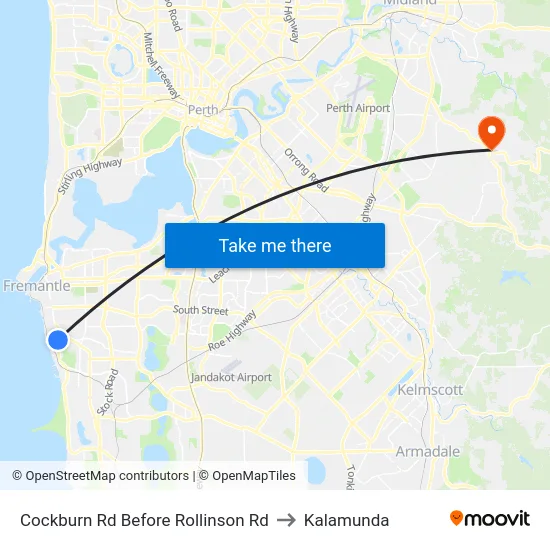 Cockburn Rd Before Rollinson Rd to Kalamunda map