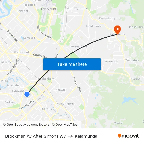 Brookman Av After Simons Wy to Kalamunda map