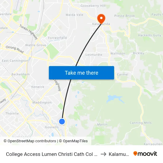 College Access Lumen Christi Cath Col Stand 4 to Kalamunda map