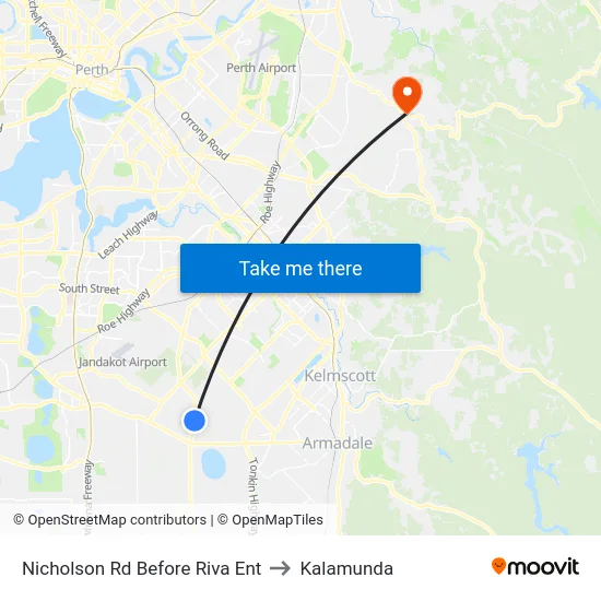Nicholson Rd Before Riva Ent to Kalamunda map