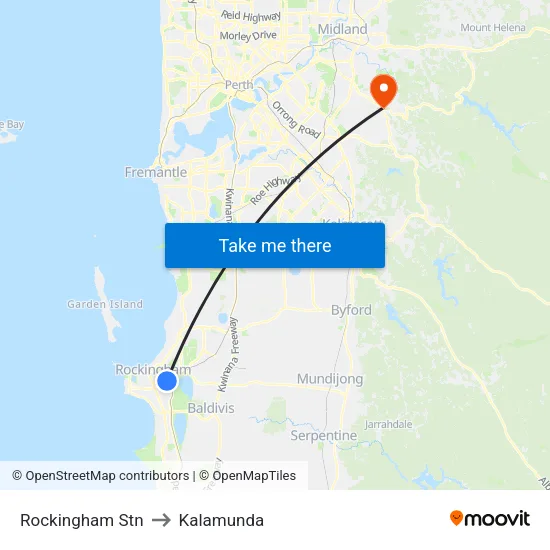 Rockingham Stn to Kalamunda map