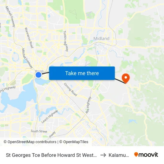 St Georges Tce Before Howard St Westbound to Kalamunda map