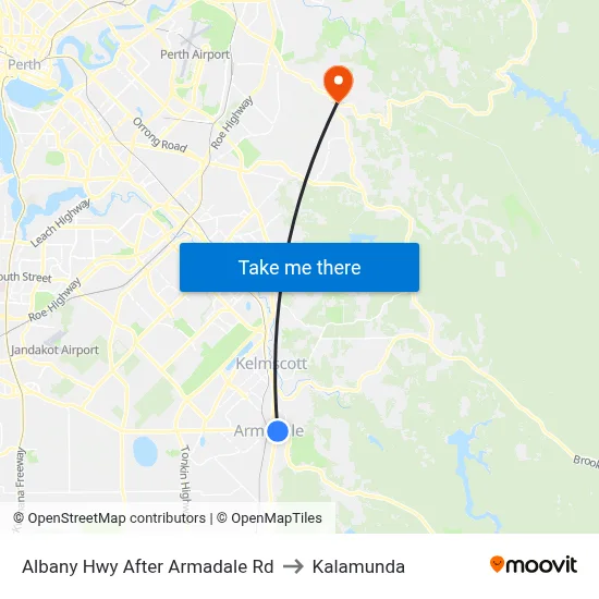 Albany Hwy After Armadale Rd to Kalamunda map