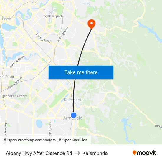 Albany Hwy After Clarence Rd to Kalamunda map