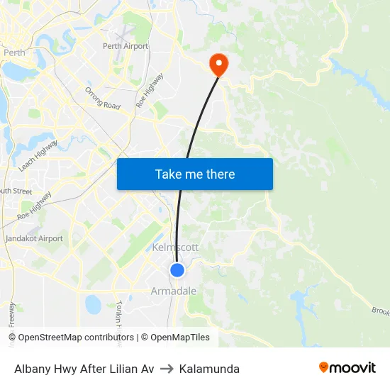 Albany Hwy After Lilian Av to Kalamunda map