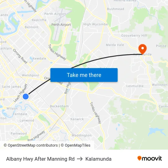 Albany Hwy After Manning Rd to Kalamunda map