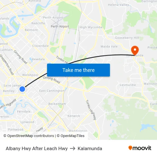 Albany Hwy After Leach Hwy to Kalamunda map