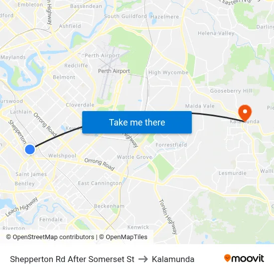 Shepperton Rd After Somerset St to Kalamunda map