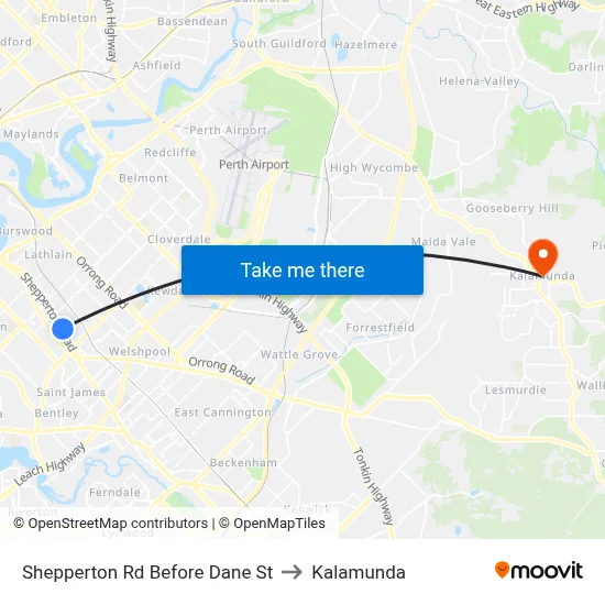 Shepperton Rd Before Dane St to Kalamunda map