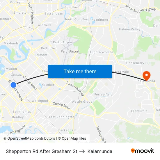 Shepperton Rd After Gresham St to Kalamunda map