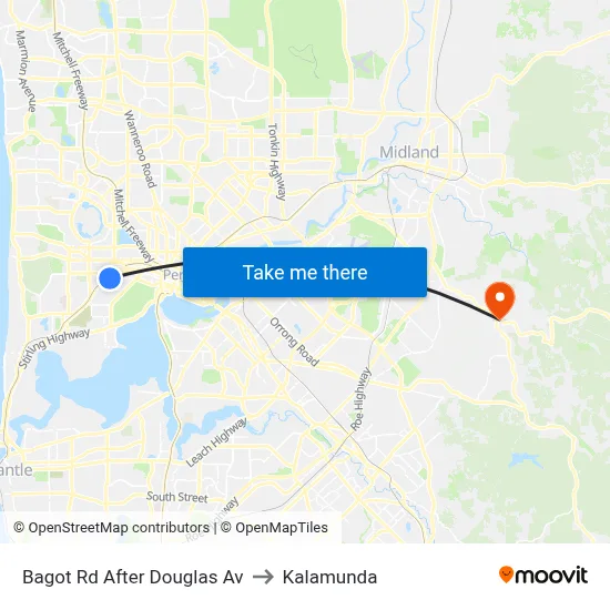 Bagot Rd After Douglas Av to Kalamunda map