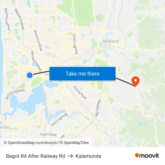 Bagot Rd After Railway Rd to Kalamunda map