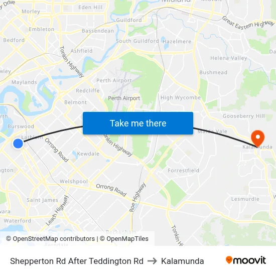 Shepperton Rd After Teddington Rd to Kalamunda map