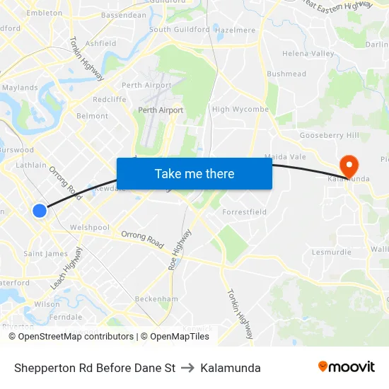 Shepperton Rd Before Dane St to Kalamunda map