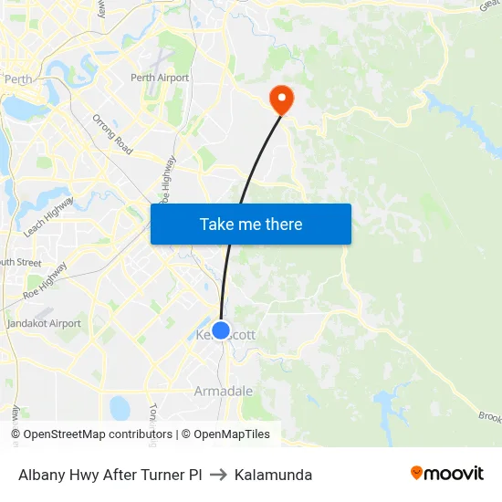 Albany Hwy After Turner Pl to Kalamunda map