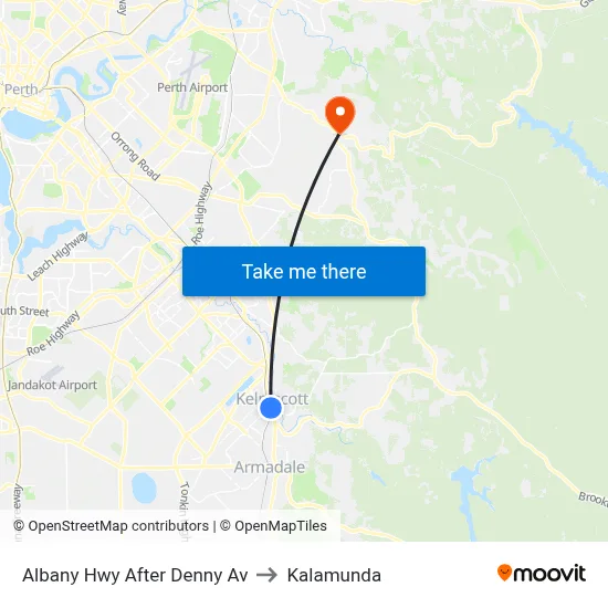 Albany Hwy After Denny Av to Kalamunda map
