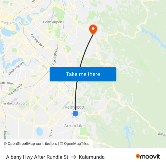 Albany Hwy After Rundle St to Kalamunda map