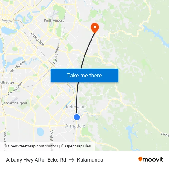 Albany Hwy After Ecko Rd to Kalamunda map