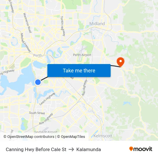 Canning Hwy Before Cale St to Kalamunda map