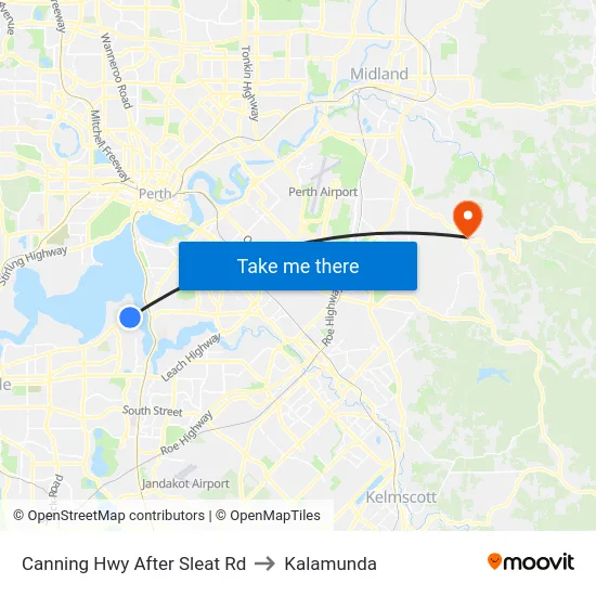 Canning Hwy After Sleat Rd to Kalamunda map