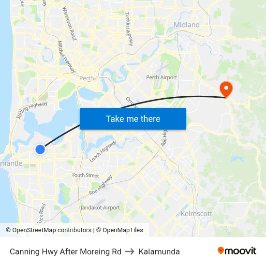 Canning Hwy After Moreing Rd to Kalamunda map