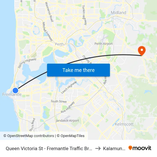 Queen Victoria St - Fremantle Traffic Bridge to Kalamunda map