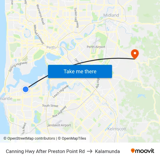 Canning Hwy After Preston Point Rd to Kalamunda map
