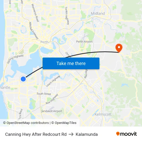 Canning Hwy After Redcourt Rd to Kalamunda map