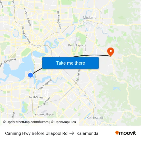 Canning Hwy Before Ullapool Rd to Kalamunda map