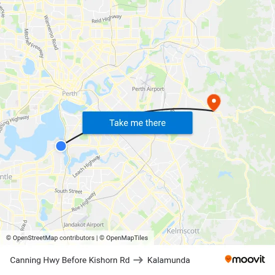 Canning Hwy Before Kishorn Rd to Kalamunda map