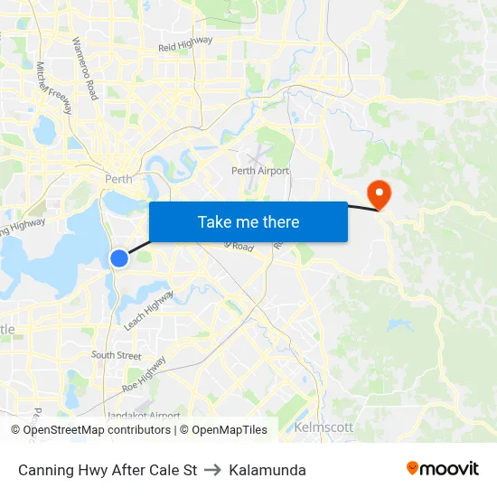 Canning Hwy After Cale St to Kalamunda map