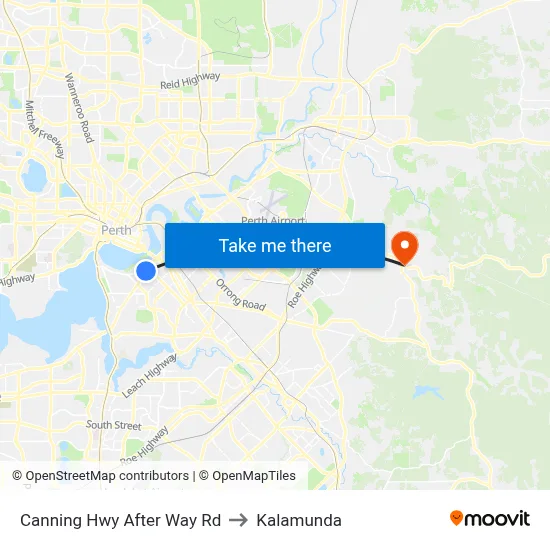 Canning Hwy After Way Rd to Kalamunda map