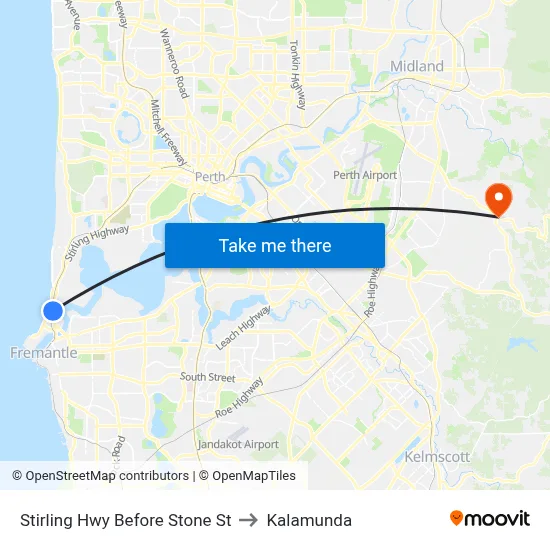 Stirling Hwy Before Stone St to Kalamunda map