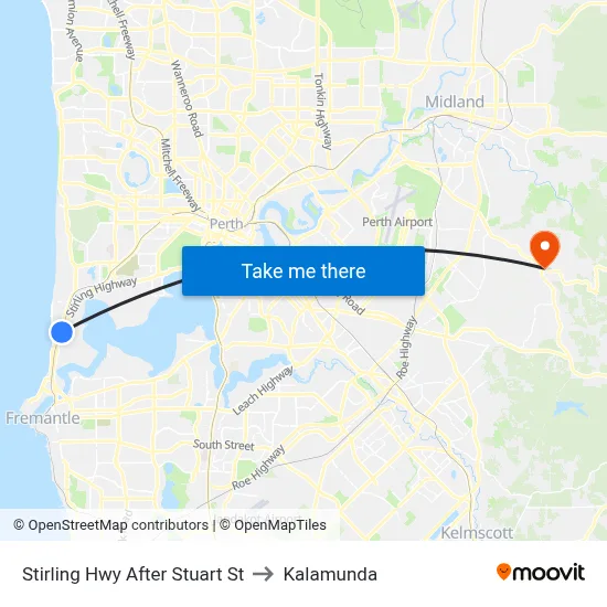 Stirling Hwy After Stuart St to Kalamunda map