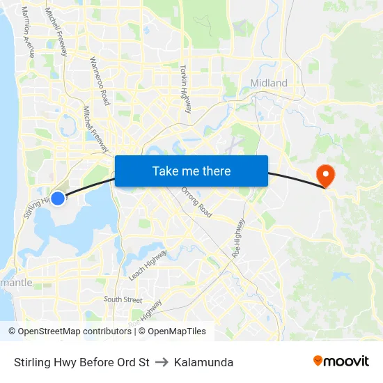 Stirling Hwy Before Ord St to Kalamunda map