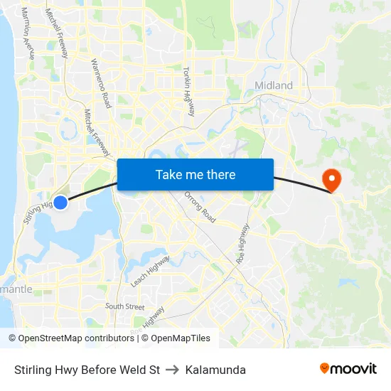 Stirling Hwy Before Weld St to Kalamunda map