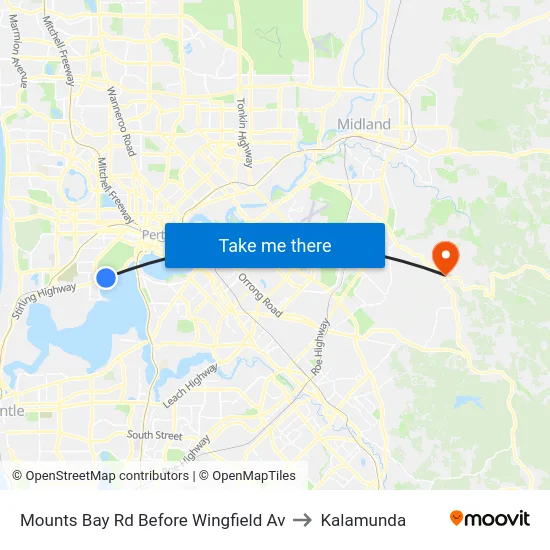 Mounts Bay Rd Before Wingfield Av to Kalamunda map
